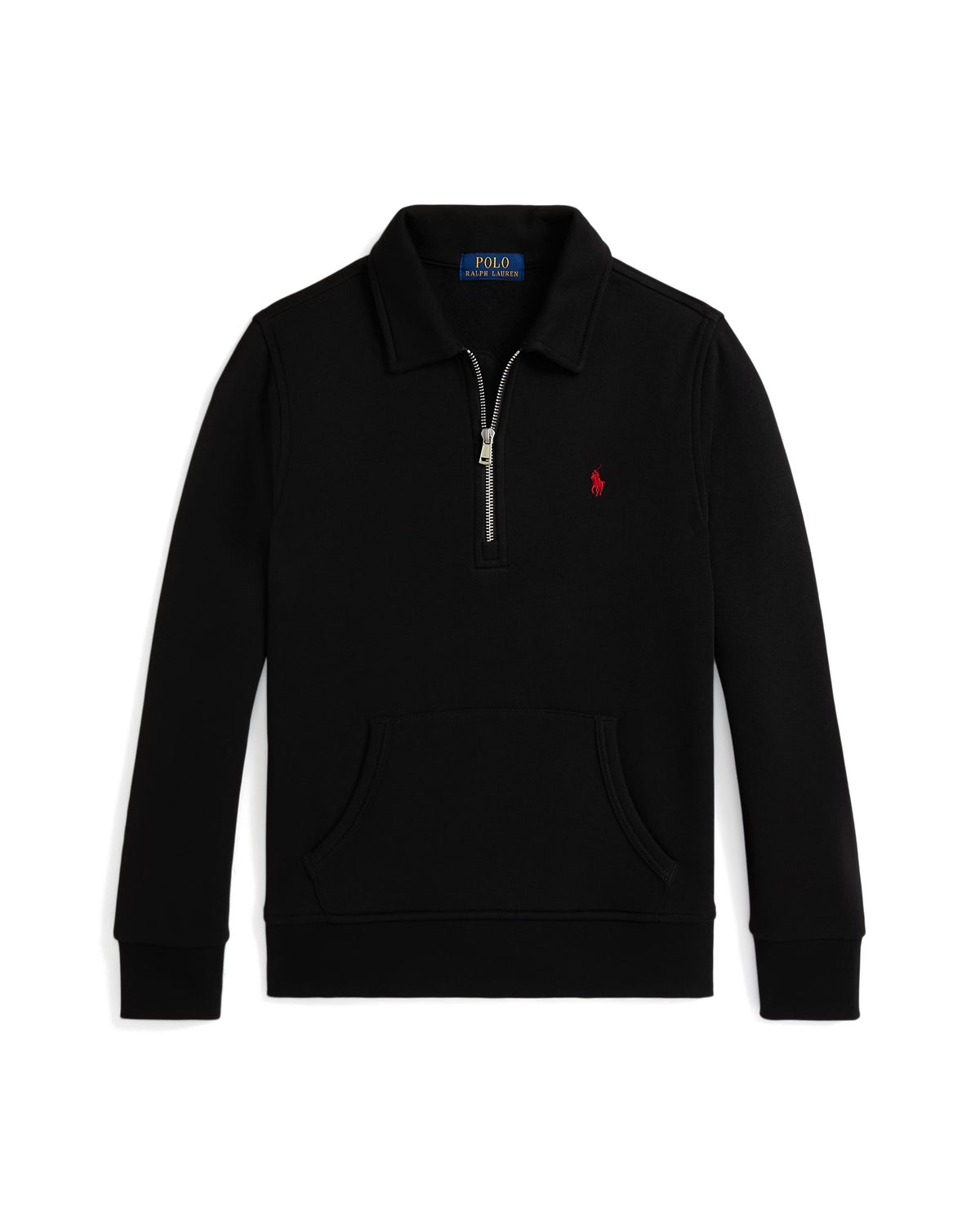 Polo Ralph Lauren Felpa nera con colletto e mezza zip