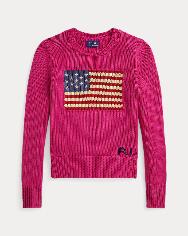 Polo Ralph Lauren Cotton Crewneck Sweater with Flag