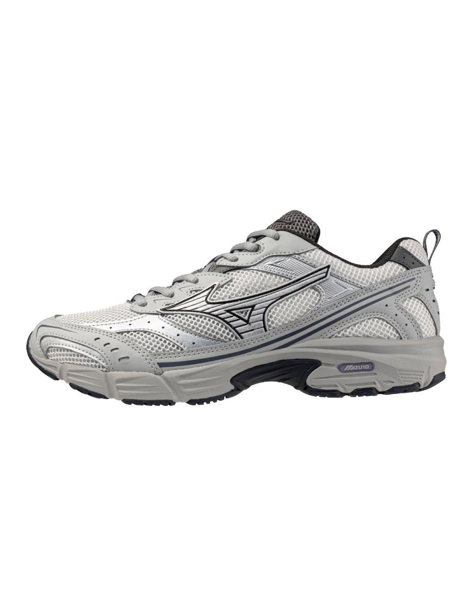 Mizuno MXR sneakers donna tela bianca con dettagli argento e antracite
