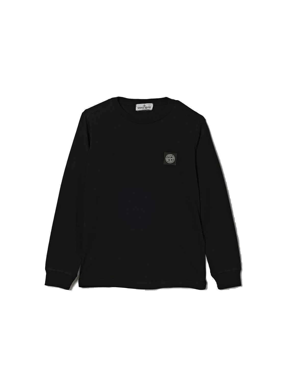 Stone Island T-shirt nera a manica lunga con badge Compass