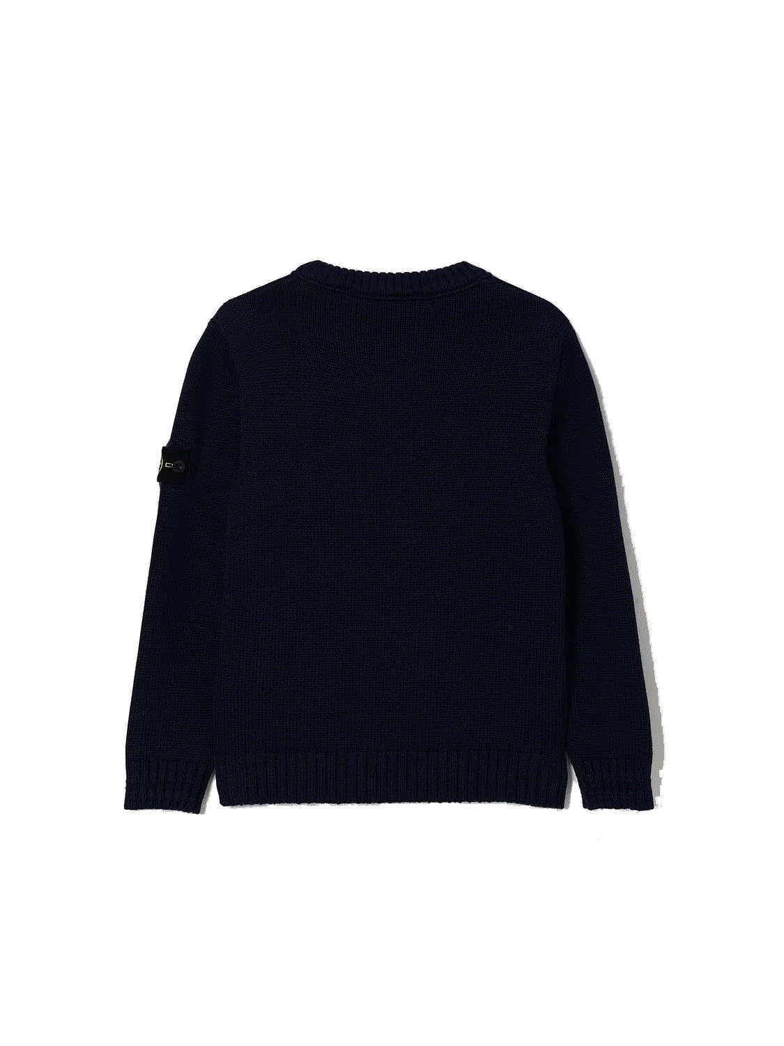 Stone Island Maglione girocollo blu in cotone con badge Compass - retro