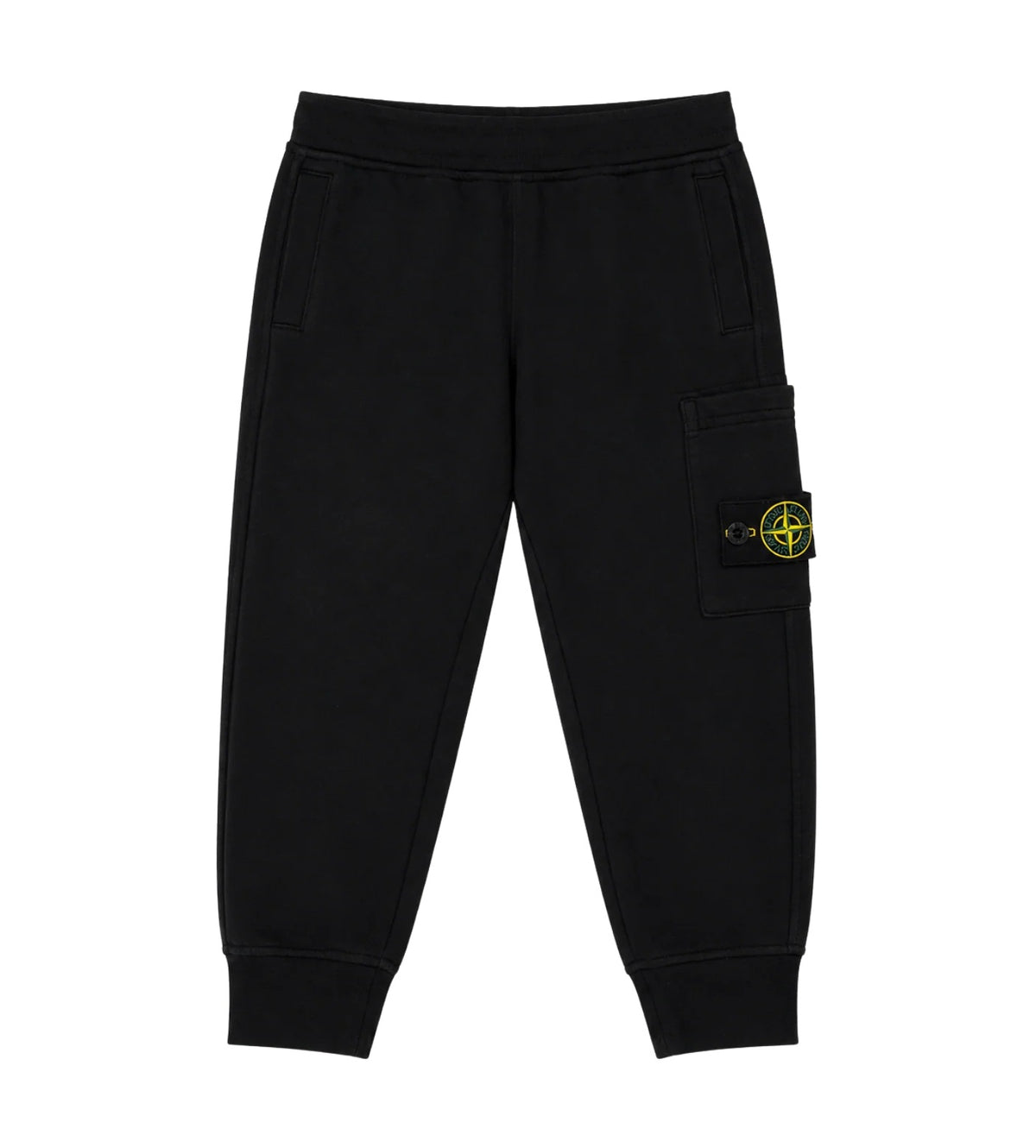 Stone Island Pantalone jogger nero in felpa con badge Compass