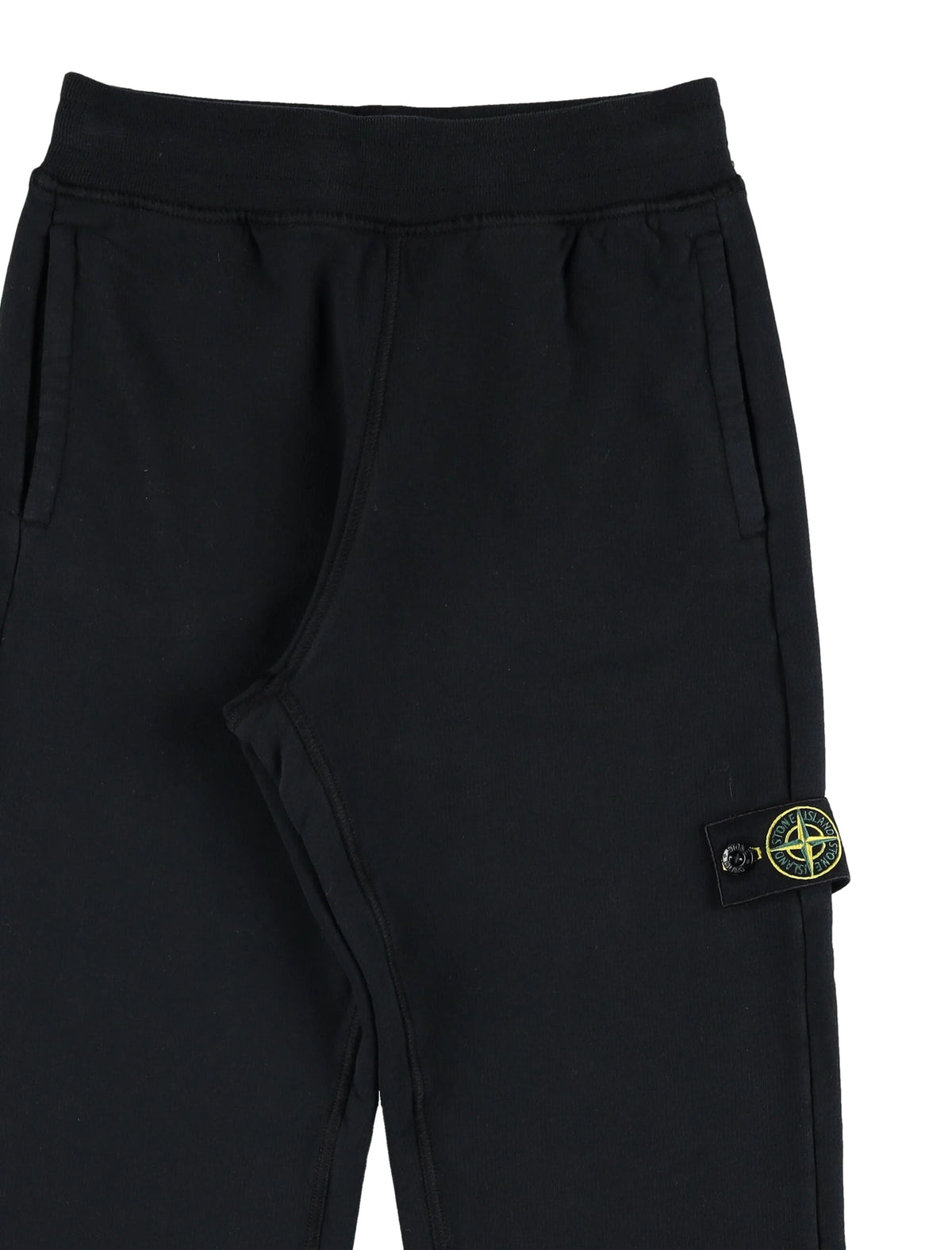 Stone Island Pantalone jogger nero in felpa con badge Compass - dettaglio