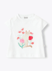 Il Gufo t-shirt con stampa frontale gatto e fiore | Al Monello - Barbieri