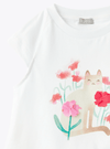 Il Gufo t-shirt con stampa frontale gatto e fiore | Al Monello - Barbieri