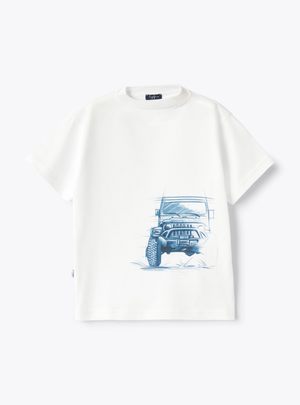 Il Gufo t-shirt bianca con auto blu